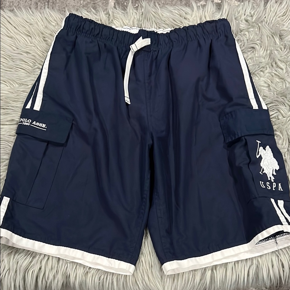 U.S. Polo Assn. Navy and White Swim Trunks